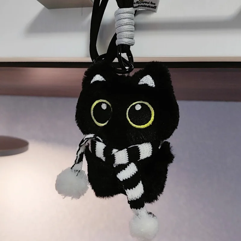 

Kawaii Little Black Cat Plush Stuffed Doll Kitty Soft Bag Pendant Car Pendant Decoration Trendy Toys Birthday Halloween Gifts