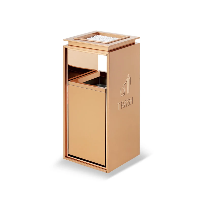 

High-quality rectangular stainless steel trash cans with ashtrays for recycling and storage