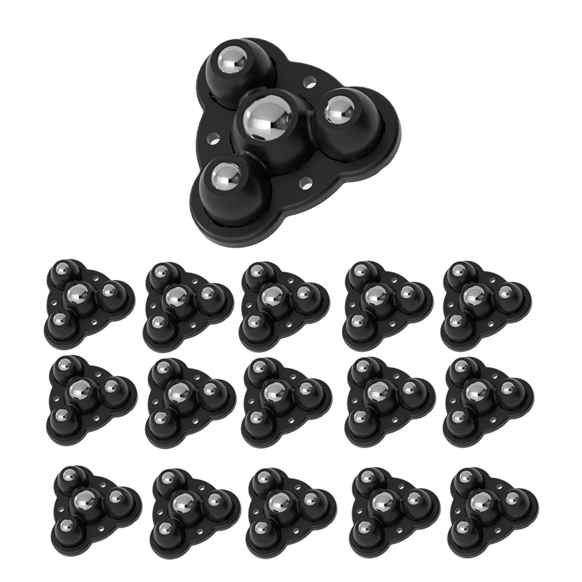 16Pcs Self Adhesive Type Mute Ball Universal Wheel 4 Beads Furniture Casters Wheels 300Kg Stainless Steel Wheel Black