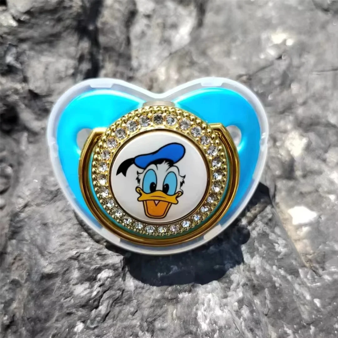 Donald Duck Print sales baby pacifier and personalized letter pacifier clip Silicone baby pacifier Glitter newborn teaser 0-24M view 5