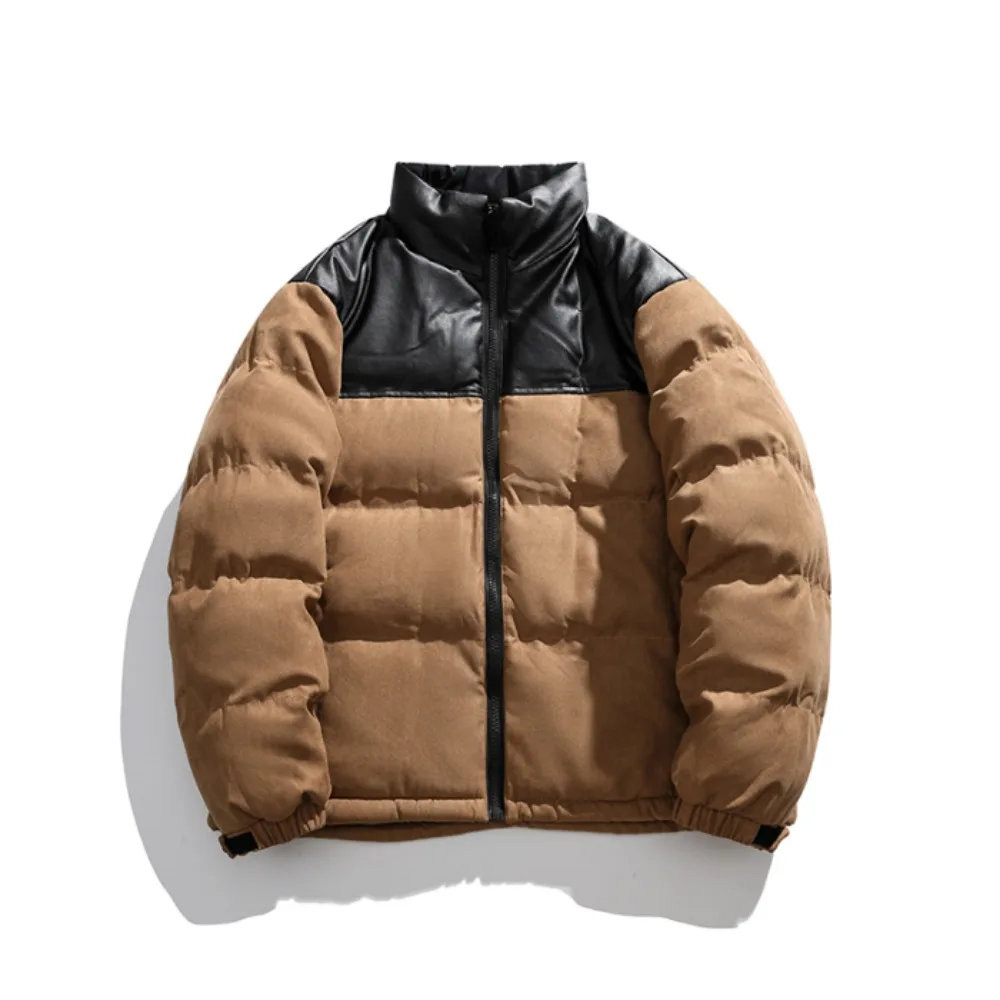 معطف قطني بياقة واقفة للرجال سترة مرقعة 2025 معطف شتوي جديد من القطن السميك