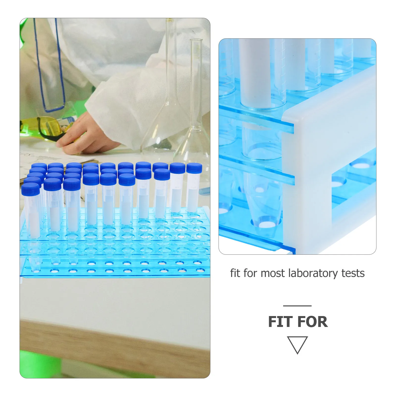 

100Pcs Tube Rack Set Clear Plastic Test Tubes 15ml for Laboratory Experiment Precise Measurement Science