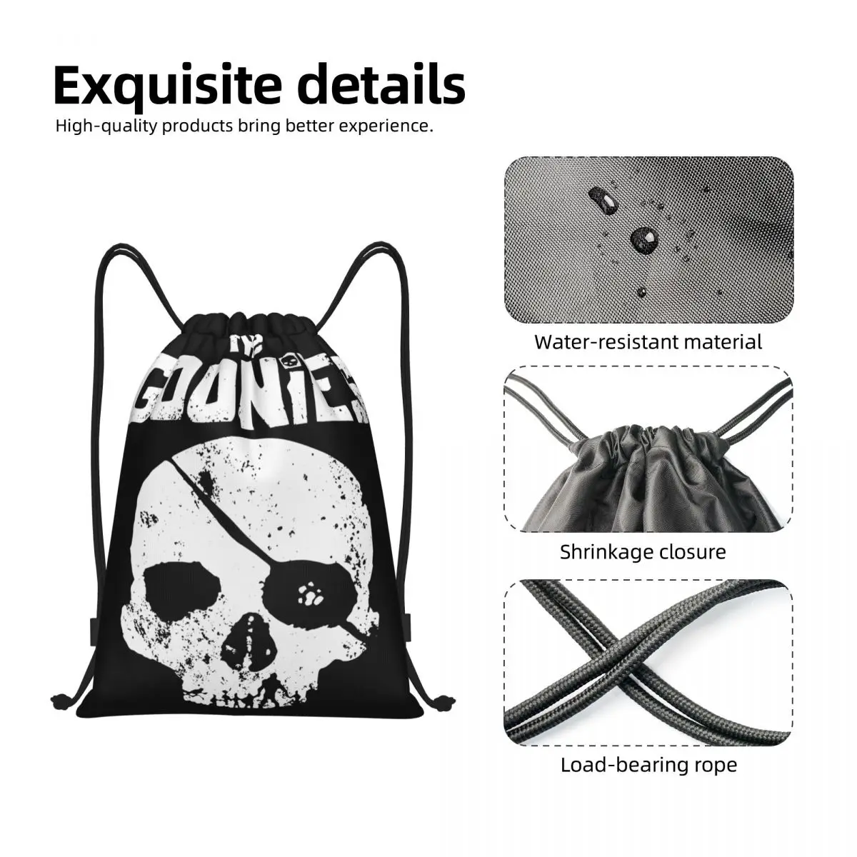 The Goonies Skull Logo Drawstring Backpack Sports Gym Sackpack String Bag for Exercise