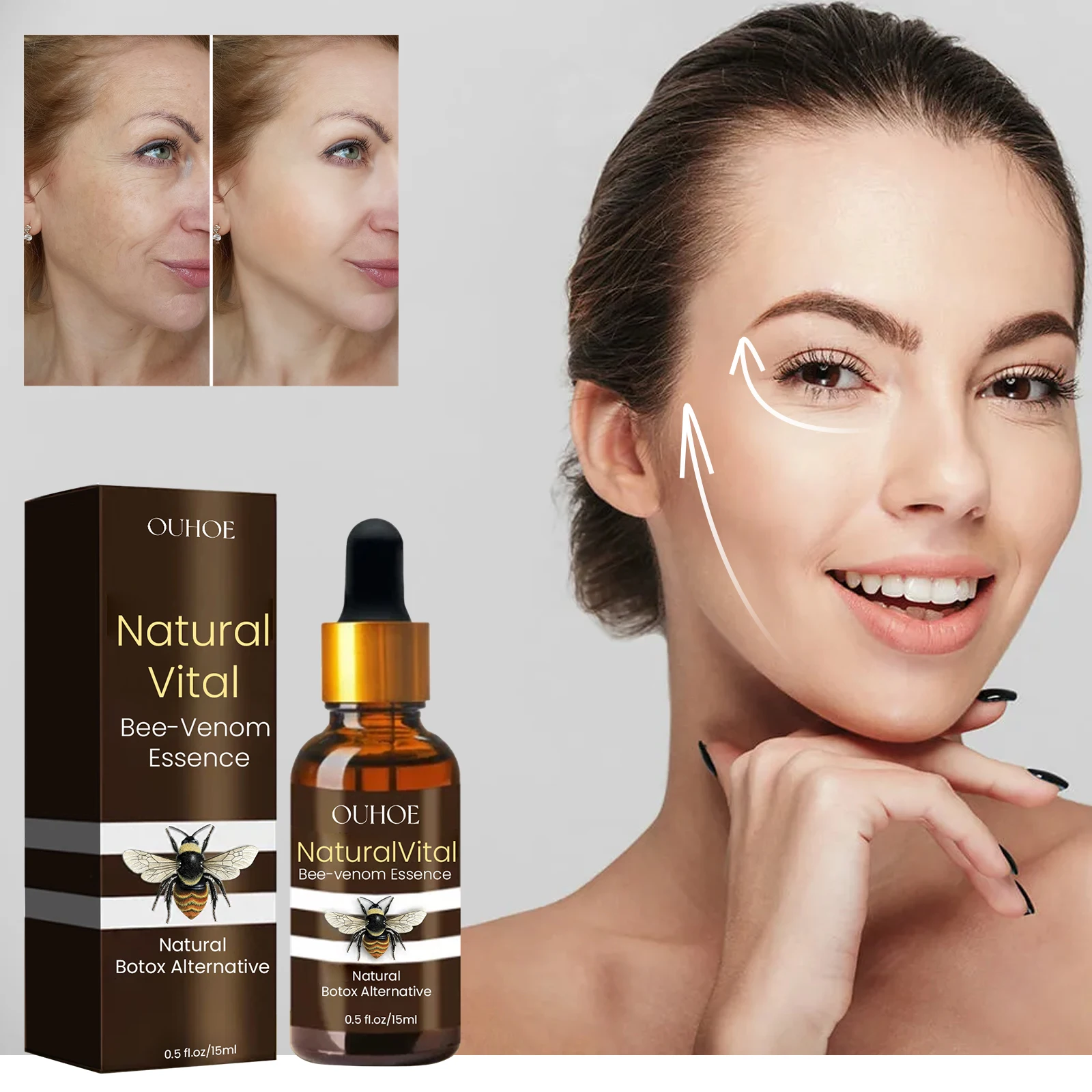 Anti-Wrinkle Facial Serum Anti-Aging Lift & Firm Fade Fine Lines Pore Contouring Nourishing Bee Venom Extract Skin Care Products