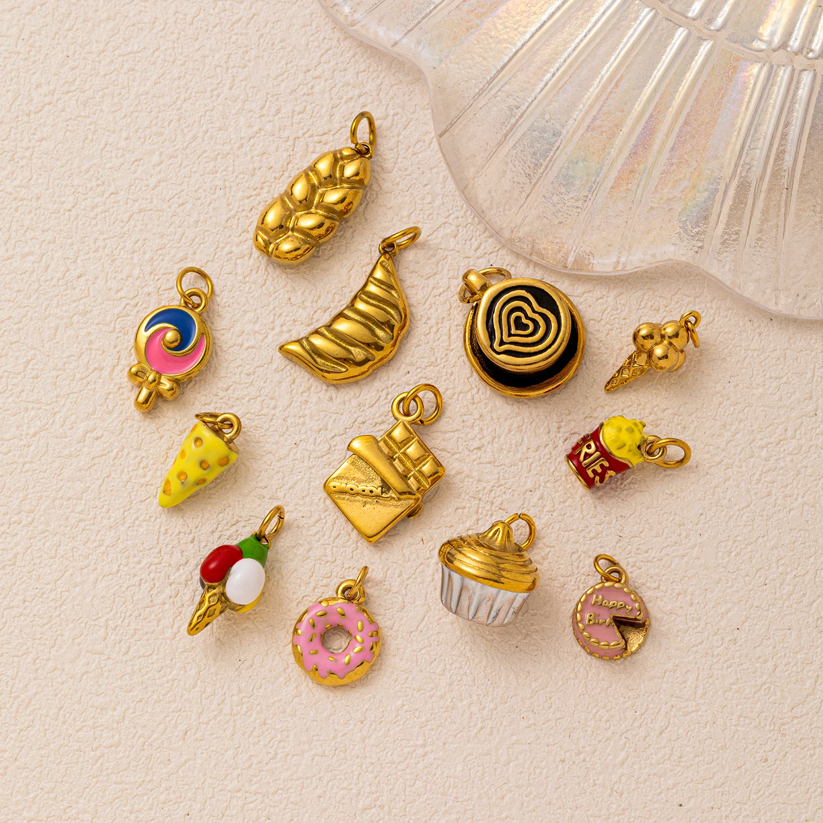 

Simple and trendy food series pendant dumplings chocolate bread DIY pendant charms for jewelry