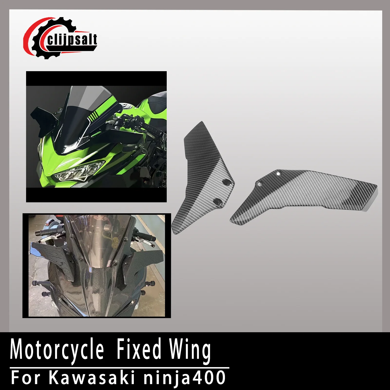 

New motorcycle model aerodynamic modified side wings, suitable for Kawasaki Ninja 400 2018-2023 models, fixed wing fairing kit