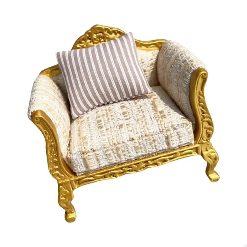 Collectible Miniature Furniture Loveseat Sofa 1/12 Scale For Realistic Dollhouses L8RB