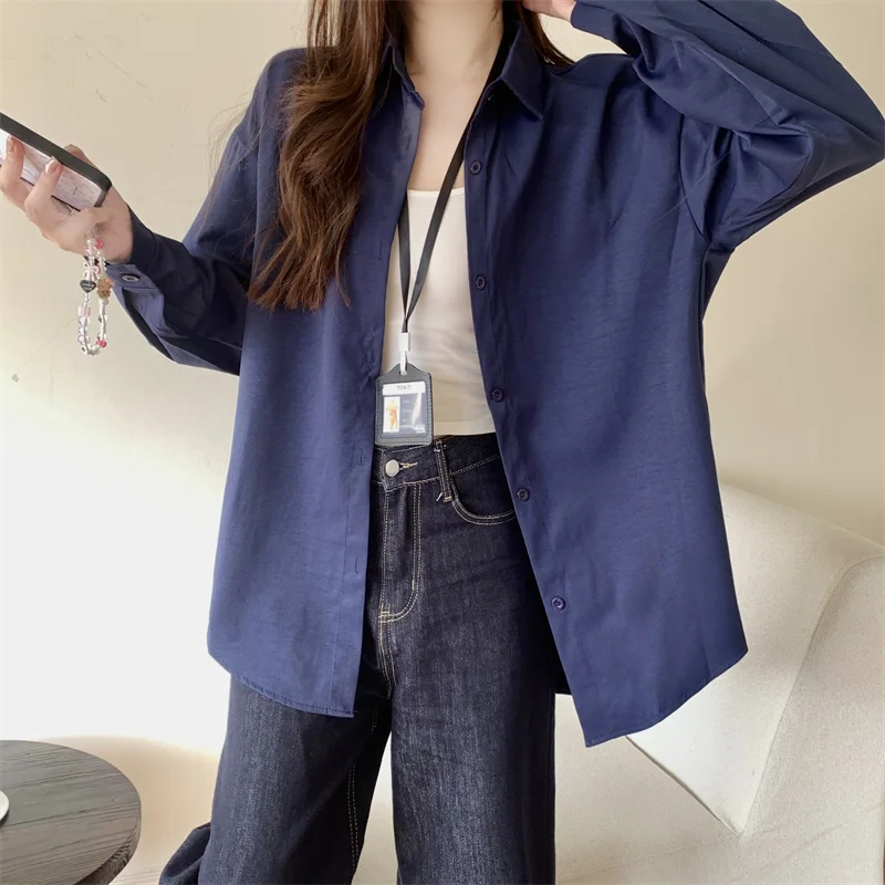 Zjaiss 2025 Herfst Nieuwe Lange Mouw Losse Dames Shirt Vrouwen Elegante Shirts Polo Kantoor Slijtage Knop Vrouw Blouse Solid Tops