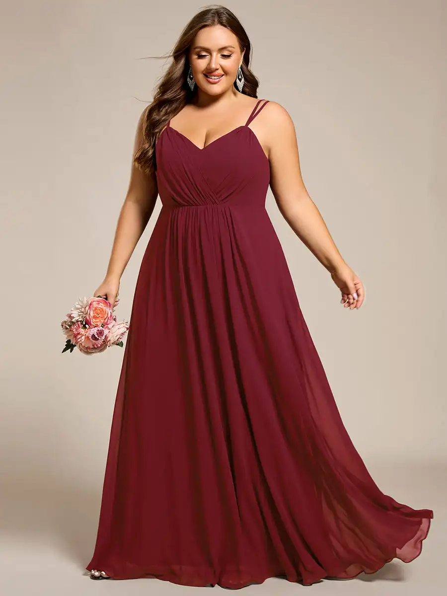 

BAZIIINGAAA Party Dress Plus Size Sleeveless V-Neck Appliques A-Line Floor Length Bridesmaid Dresses Evening Dresses