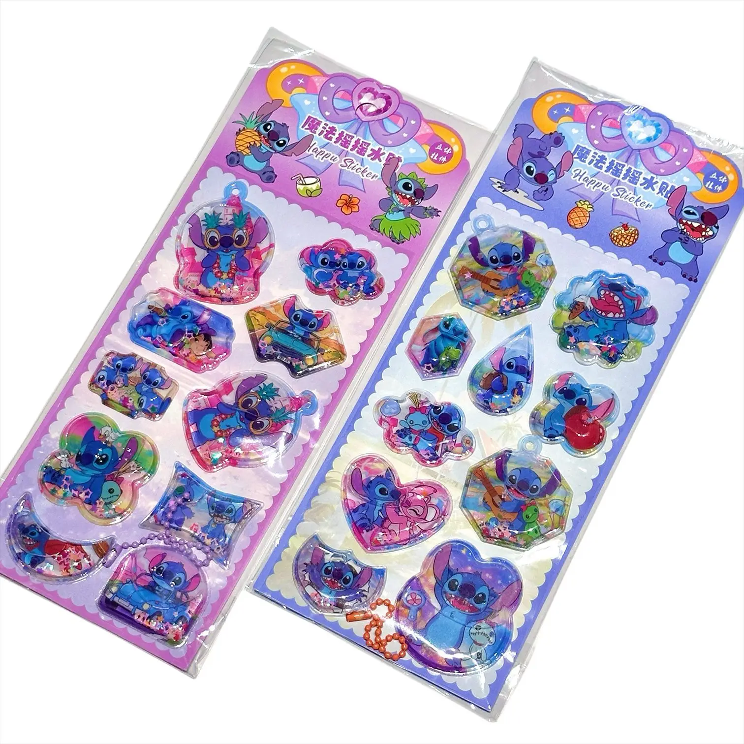 Pegatinas de punto de dibujos animados Kawaii de Disney, pegatinas 3D bonitas para agitar agua, papelería decorativa 3d, regalo, suministros escolares