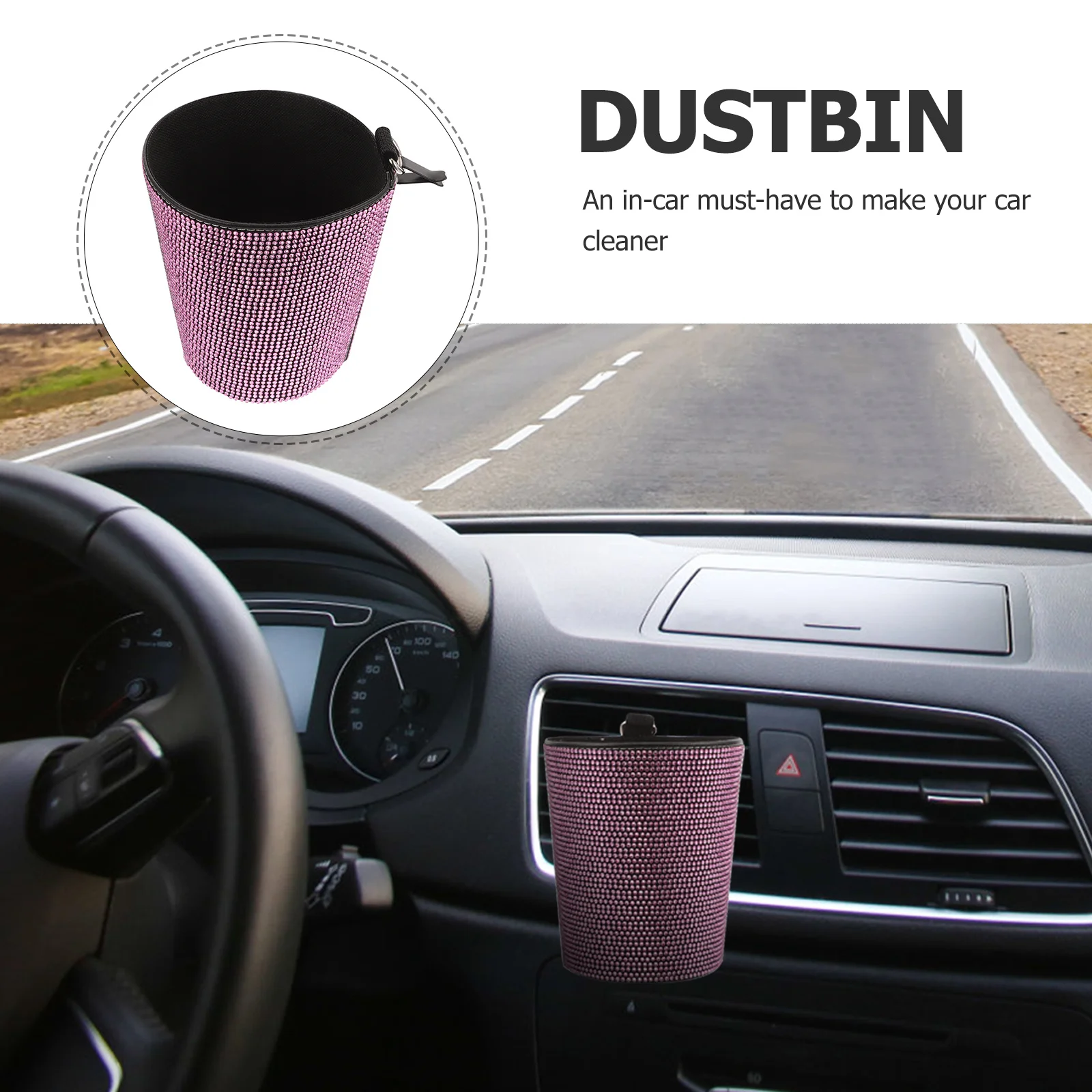 

Car Trash Can Bin Garbage Trashcans Sensor Rubbish Pu Automobile Office