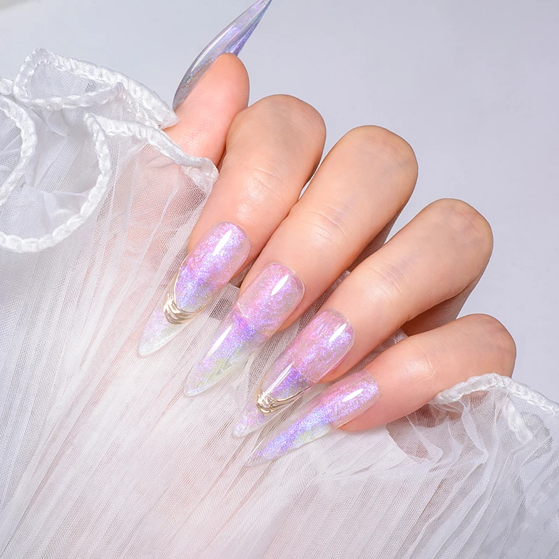 8ml Aurora Non Stick Hand Extension Nail Gel Polish Purple Dream Color Extension Gel Rhinestone Glue Gel Nail Art For Manicure