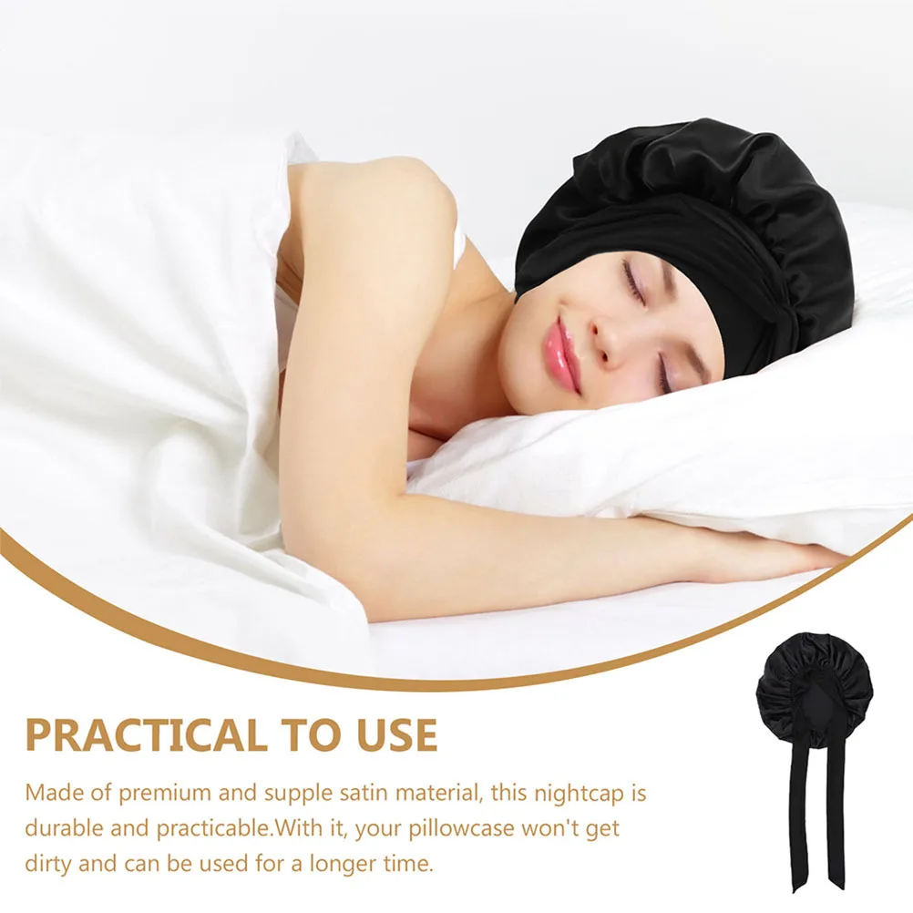 

Binding Satin Sleeping Hat Elastic Design Comfortable Hair Care Bonnet for Women Night Bathing Sleep Caps Sleeping Caps
