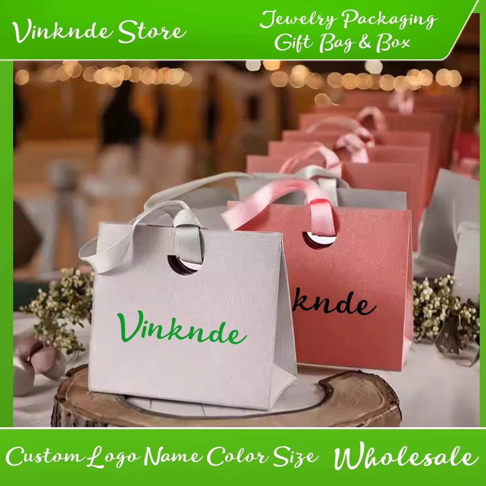 

Custom Luxury Smart Jewelry Tote Bags Cosmetics Ring Necklace Shopping Packaging Ribbon Bag Wedding Gift Candy Handbag With logo