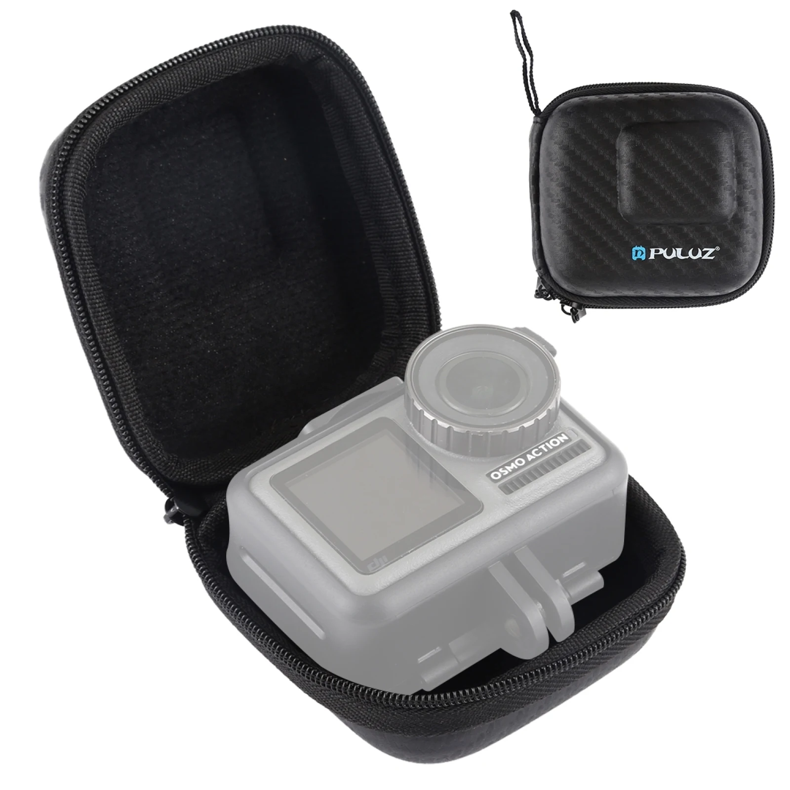 PULUZ Mini Portable Carbon Fiber Storage Bag for GoPro HERO13 Black /12 Black /11 Black /10 Black /9 Black and other Similar Siz