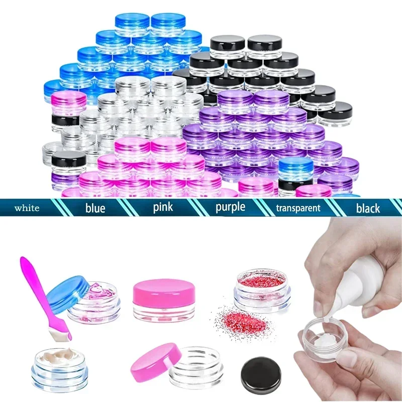 30Pcs Empty 2g-20g Mini Clear Round Plastic Cosmetic Sample Jars Portable Travel Containers For Creams Nail Patch Eye Shadow