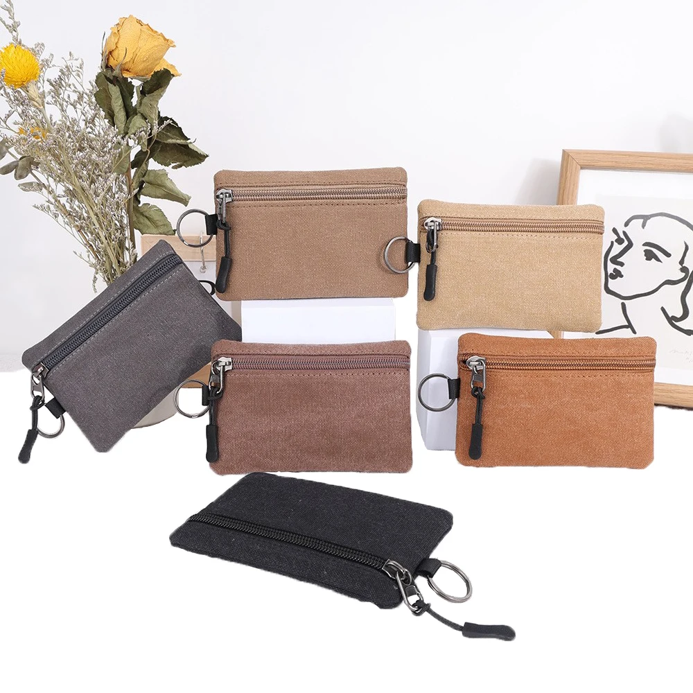 Wash Canvas Mini Coin Wallet Bag Black Zipper Key Bag Money Pocket Purse Women Men Small Card Holder Change Coin Purses 6 Color