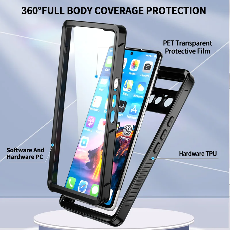 IP68 Waterproof Case For Google Pixel 7 7A 6 Pro 6A 4A Diving Swim Outdoor Sports Anti-fall dust-proof TPU 360 Full Cover Armor