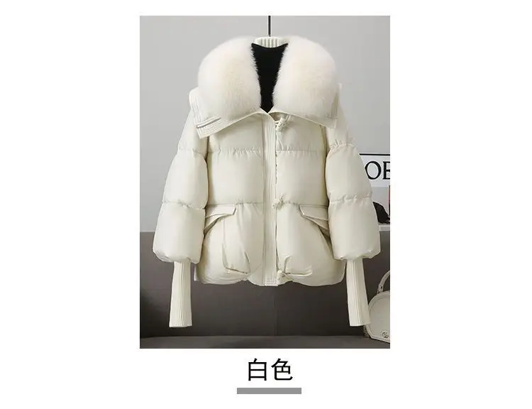 Frauen Winter Daunen Baumwolle Jacke 2025, Neue Frauen Warme Dicke Baumwolle Mantel Größere Pelz Kragen Baumwolle Gefütterte Jacke Frauen Parka Mantel – Detail 3