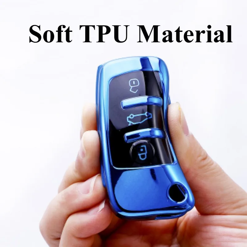 Para Audi A3 8L 8P A4 B6 B7 B8 A6 C5 C6 4F RS3 Q3 Q7 TT 8L 8V S3 TPU funda con tapa para llave de coche soporte Protector sin llave