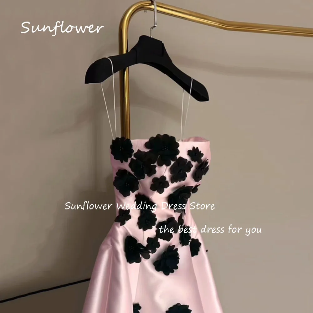 Sunflower Strapless Satin Appliques A-LINE Princess dress 2024 Slim Backless Ocassion Gown Floor-Length Formal Evening Dress