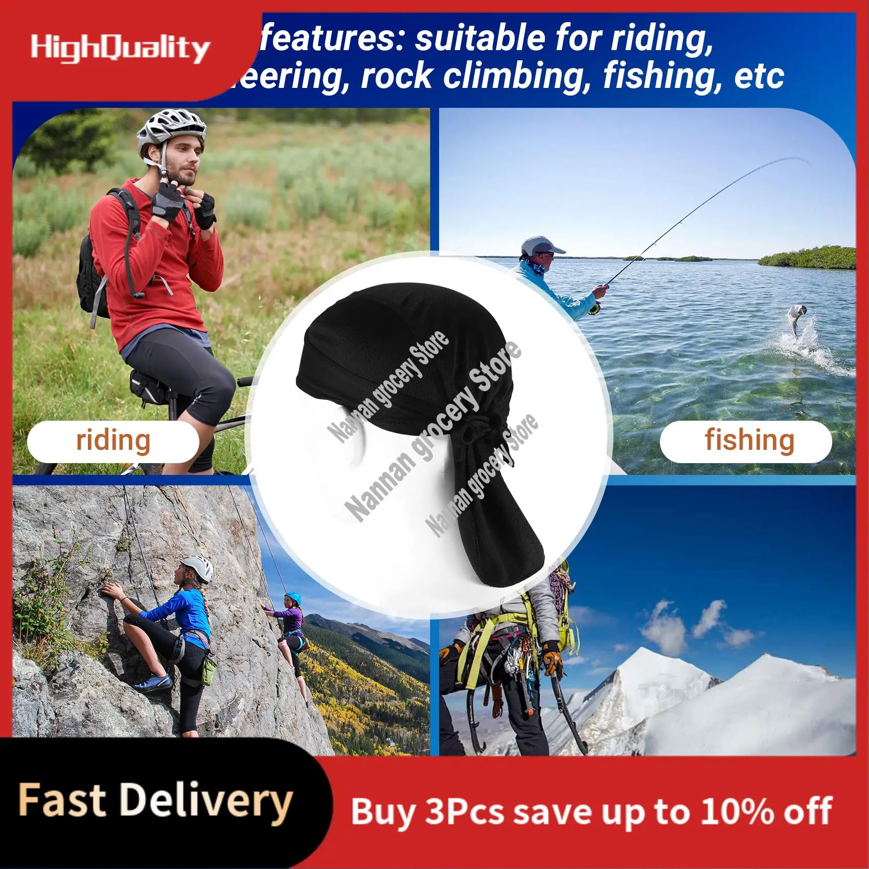 Quick Dry Head Scarf Pure Cycling Cap Summer Men Hat Hood Headband-Hot