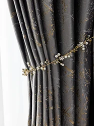 Brand New Nordic Velvet Gilding Blackout Curtain for Living Room Bedroom Modern Stone Texture Retro Gold Jacquard Window Drapes