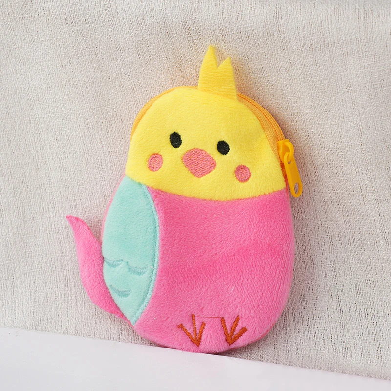 1 Pc Cartoon Parrot Plush Coin Purse Children's Plush Coin Purse Headset Data Cable Organizer Bag