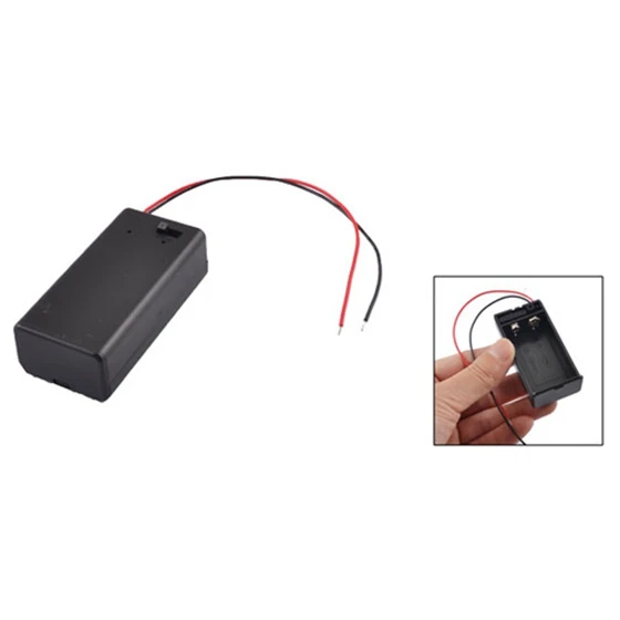 Black Plastic Storage Pair SBH-9V Batteries Switch Battery Holder Case Box