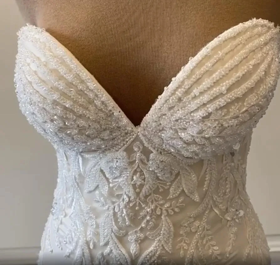 Lace Wedding Dresses Black Girls Mermaid Sweetheart Beaded Aso Ebi Dubai Saudi Arabia Bridal Gowns Vestido De Novia Customized