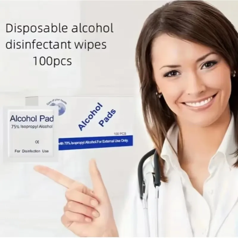 75% ورق قطني لتطهير الكحول، نظارات تنظيف شاشة الهاتف المحمول للاستعمال مرة واحدة، تطهير ثقب الأذن، ألكو