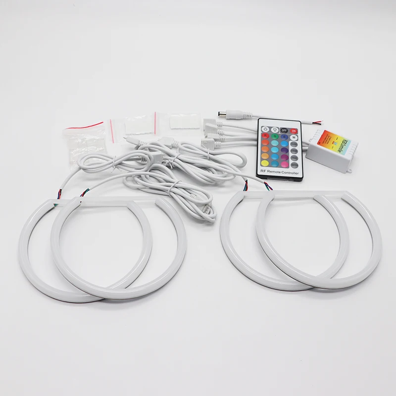 131mm + 146mm Multi Color RGB Cotton Light LED Angel Eye Halo Remote Control for BMW 3 5 7 Series E36 E38 E39 E46