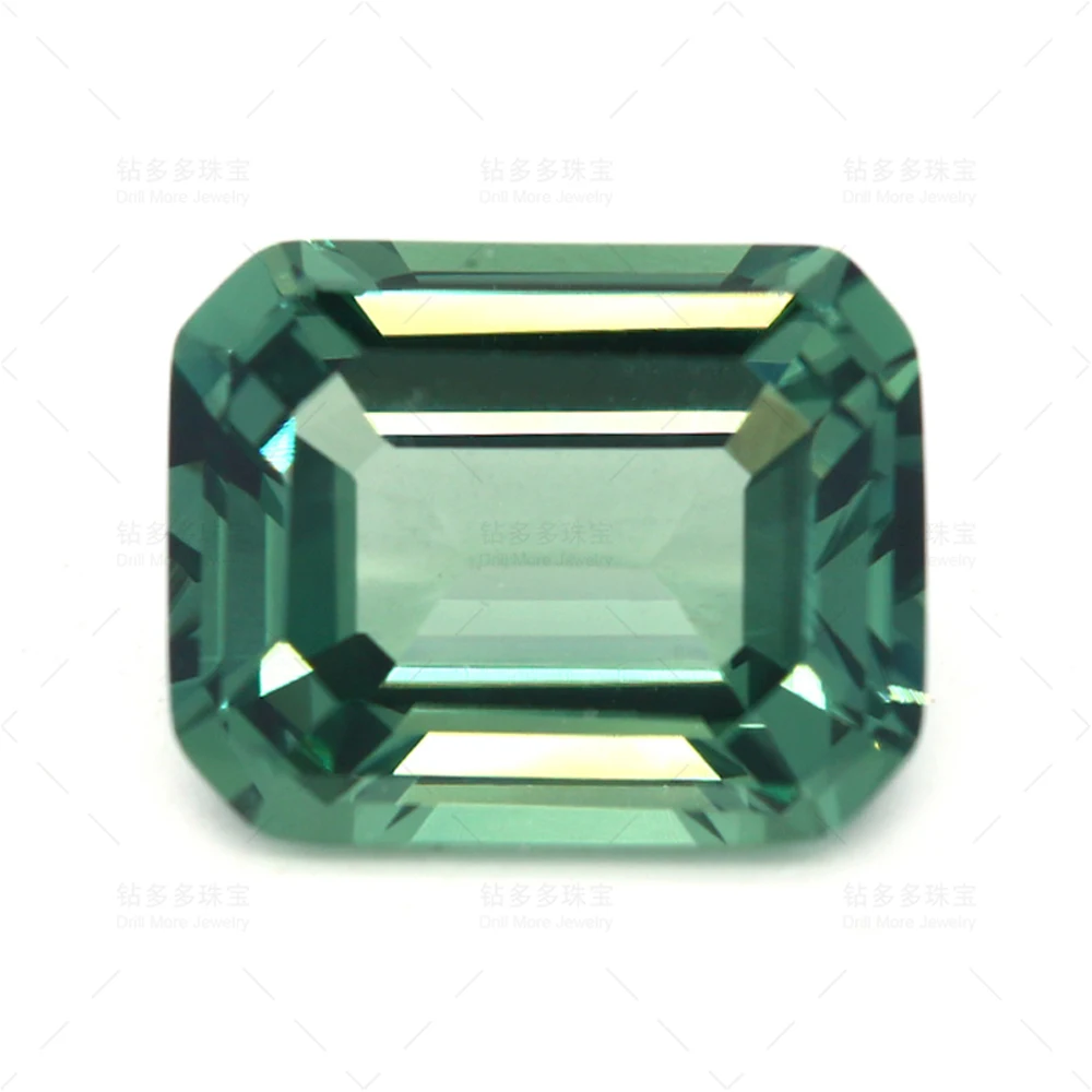 High Quality Lab Grown Emerald Sapphire Rectangular Green Gemstones for DIY Jewelry Making Bracelets Optional AGL Certificate