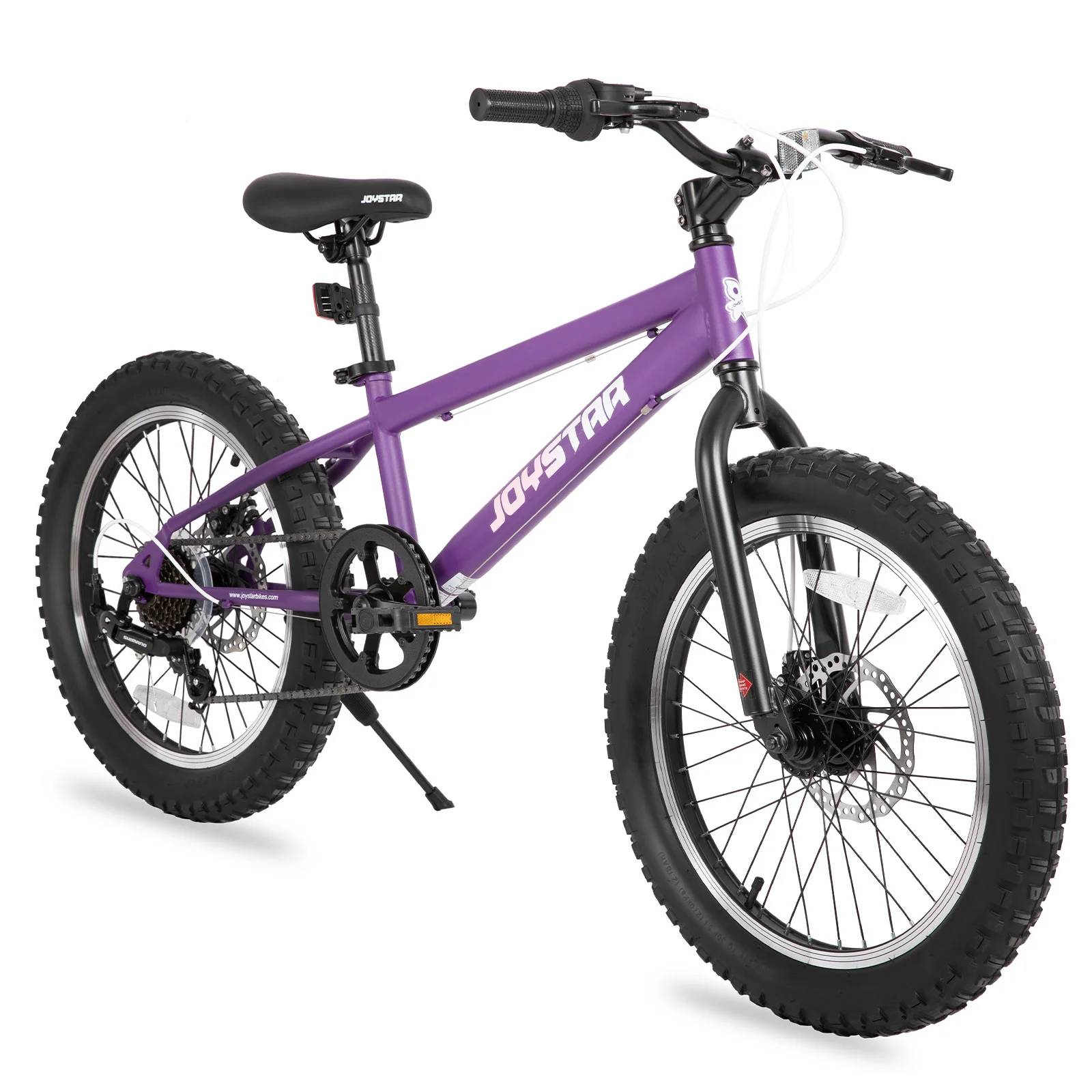 JOYSTAR 20-Zoll-Mountainbike für Kinder im Alter von 7 bis 12 Jahren, Fat Tires, 7-Gang-Shimano-Antriebsstrang, Scheibenbremsen, Fat Tire, Lila