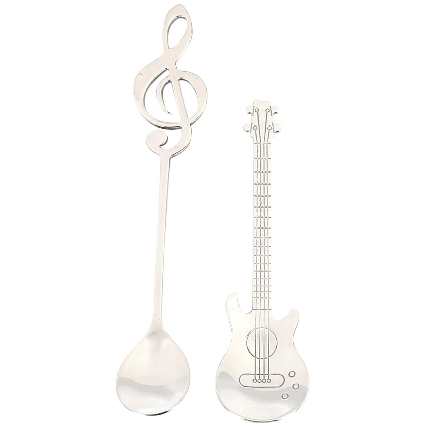 J1UL1N Coffee Spoons,6 Pack Creative Cute Teaspoons Stainless Steel Staff Musical Notation Shaped (3 Music Note +3 Guitar)