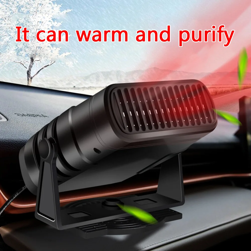 12V/24V Electric Heater Fan Heating Cooling Fan Defogging Defrosting Heating Fan 360 Degree Rotating Anti-Fog Automobile Heater