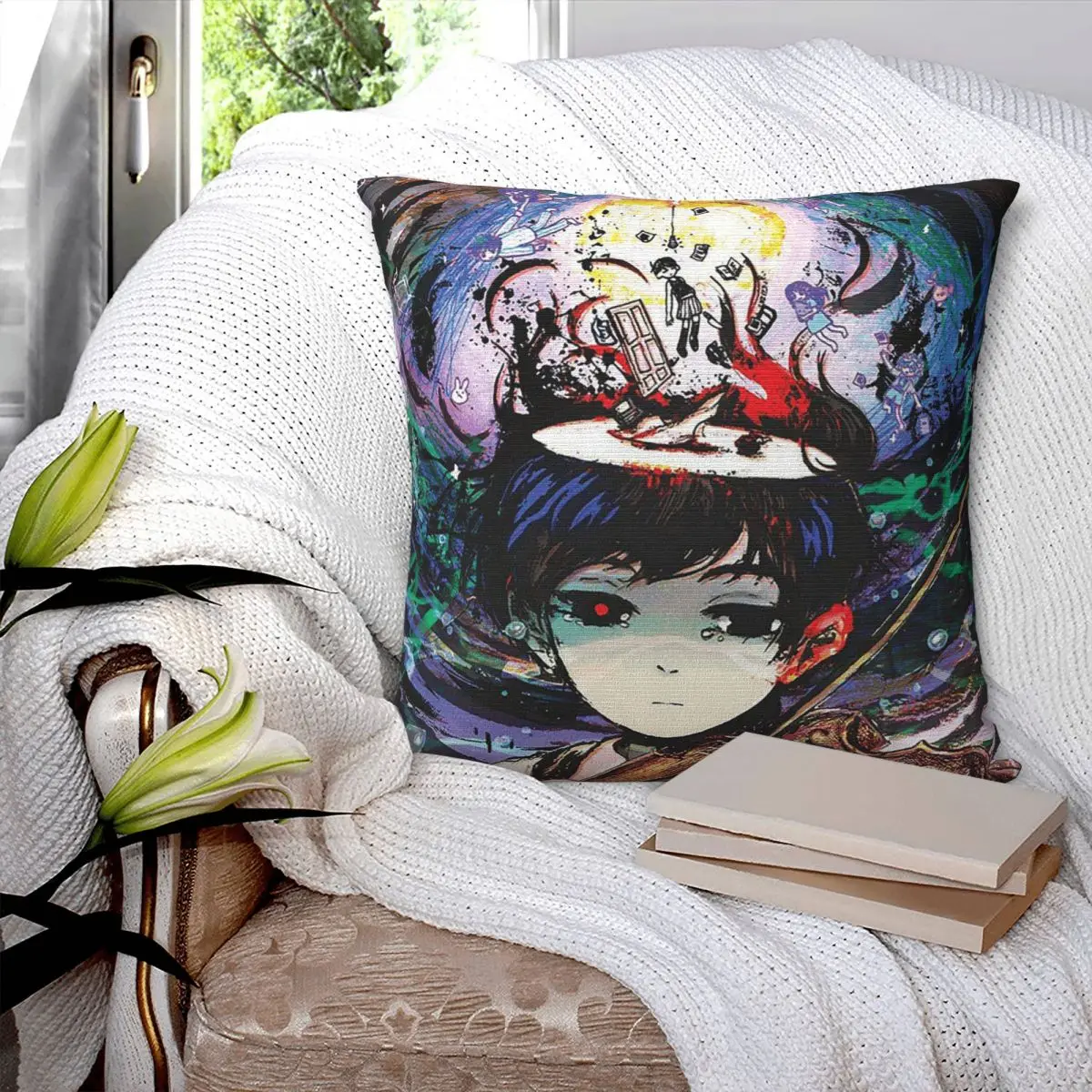 Cartoon Game Omori Anime Square Pillowcase Cushion Cover Pillow Case Throw Pillow Cover for Home Sofa Living Room