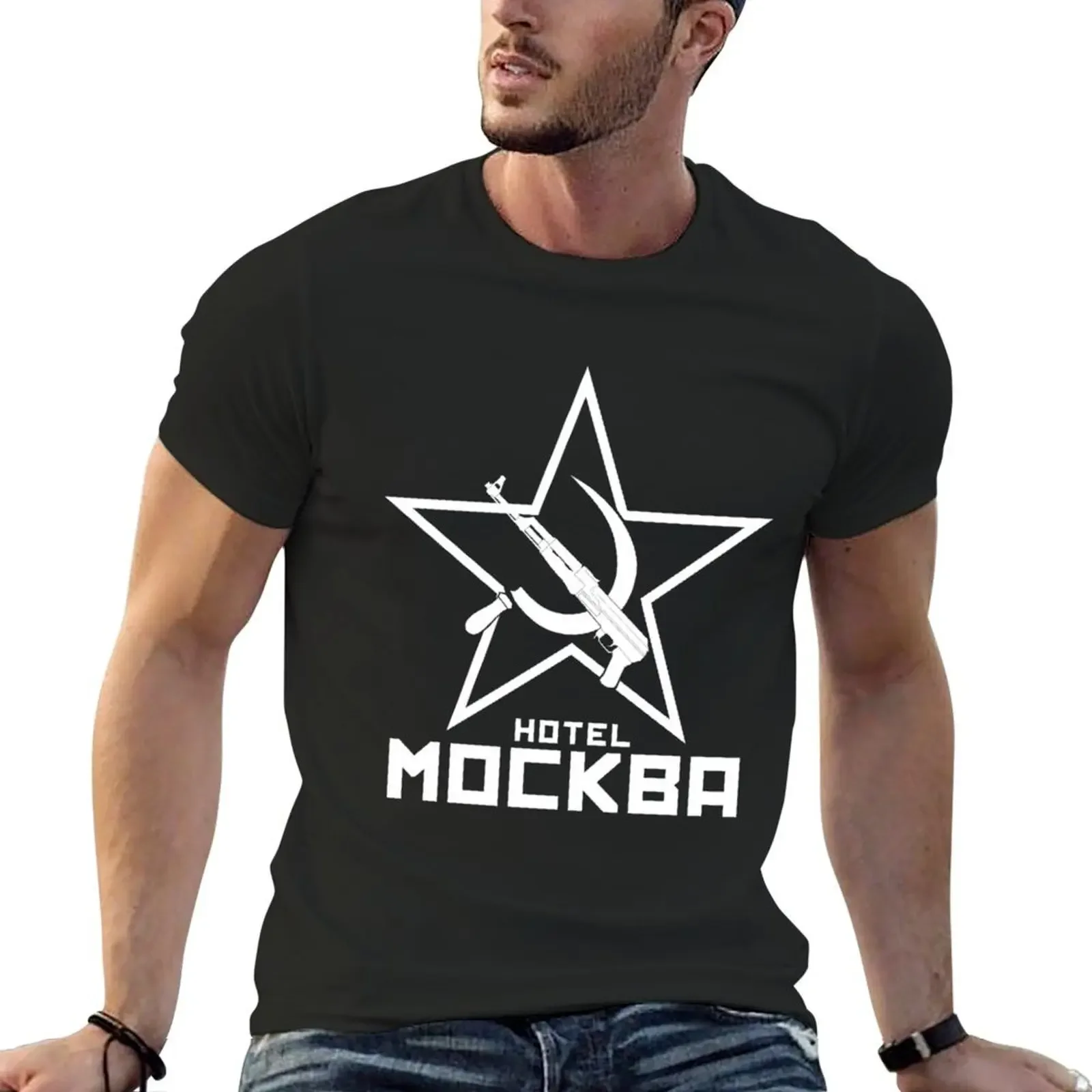 

Black Lagoon Hotel Moscow white T-Shirt Short sleeve tee summer top t shirt men 100℅ cotton