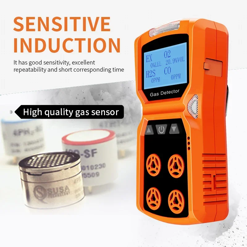 Multi Gas Detector Gas Meter O2 H2S CO LEL 4 in 1 Oxygen Hydrogen Sulfide Carbon Monoxide Combustible Gas Leak Detector