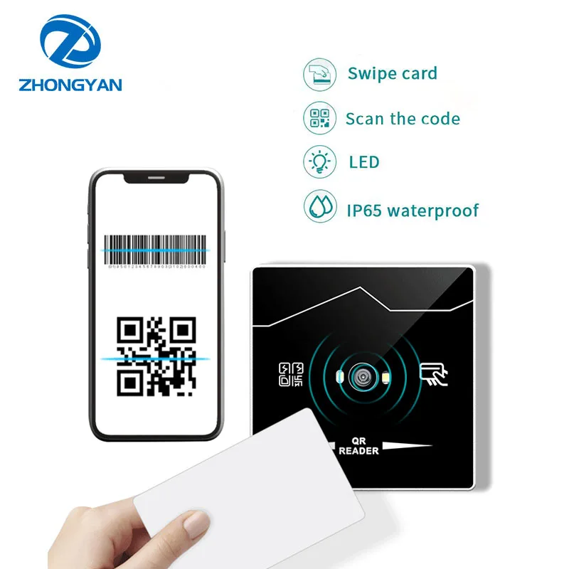 Wiegand 26 Bit ID 125Khz RFID QR Code Scan Card Reader RS232 485 UART Wallmount Gate Metal qr code reader Access Control