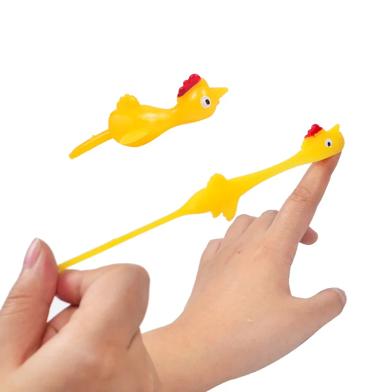 Elastic Flying Finger Catapult Launch Chick Slingshot Stress Relief Decompression Toy Sticky Finger Catapult for Fun