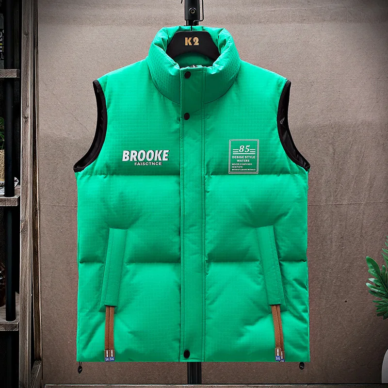 

Plus Size High Quality Men Vest Cotton Stand Collar Solid Color Sleeveless Jacket Classic Men's Vest Casual Quality