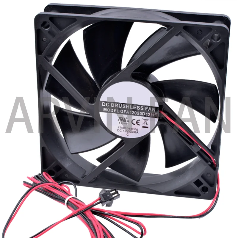 COOLING REVOLUTION GFA12025D12H 12cm 120mm Fan 12025 12V 0.28A Double Ball Bearing Computer Chassis Power Air Flow Cooling Fan