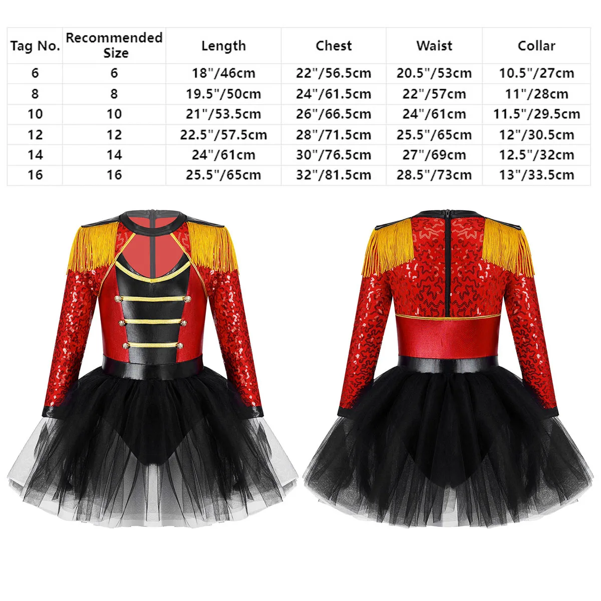 Trẻ Em Bé Gái Kim Sa Lấp Lánh Xiếc Ringmaster Trang Phục Áo Dài Tay Halloween Carnival Cosplay Leotard Tutu Trống Hành Quân Ban Nhạc Đầm