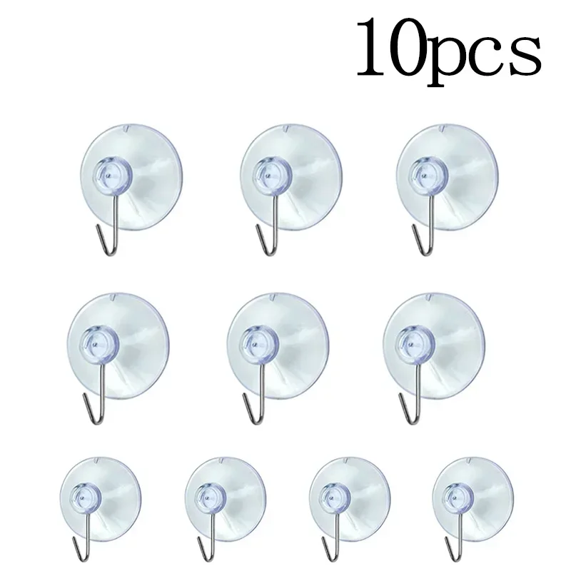 

ALLGOOD 10pcs Suction Cup Hooks Transparent Sucker Hooks Clothes Coat Blanket Key Metal Hanging Hook For Bathroom Kitchen Wall