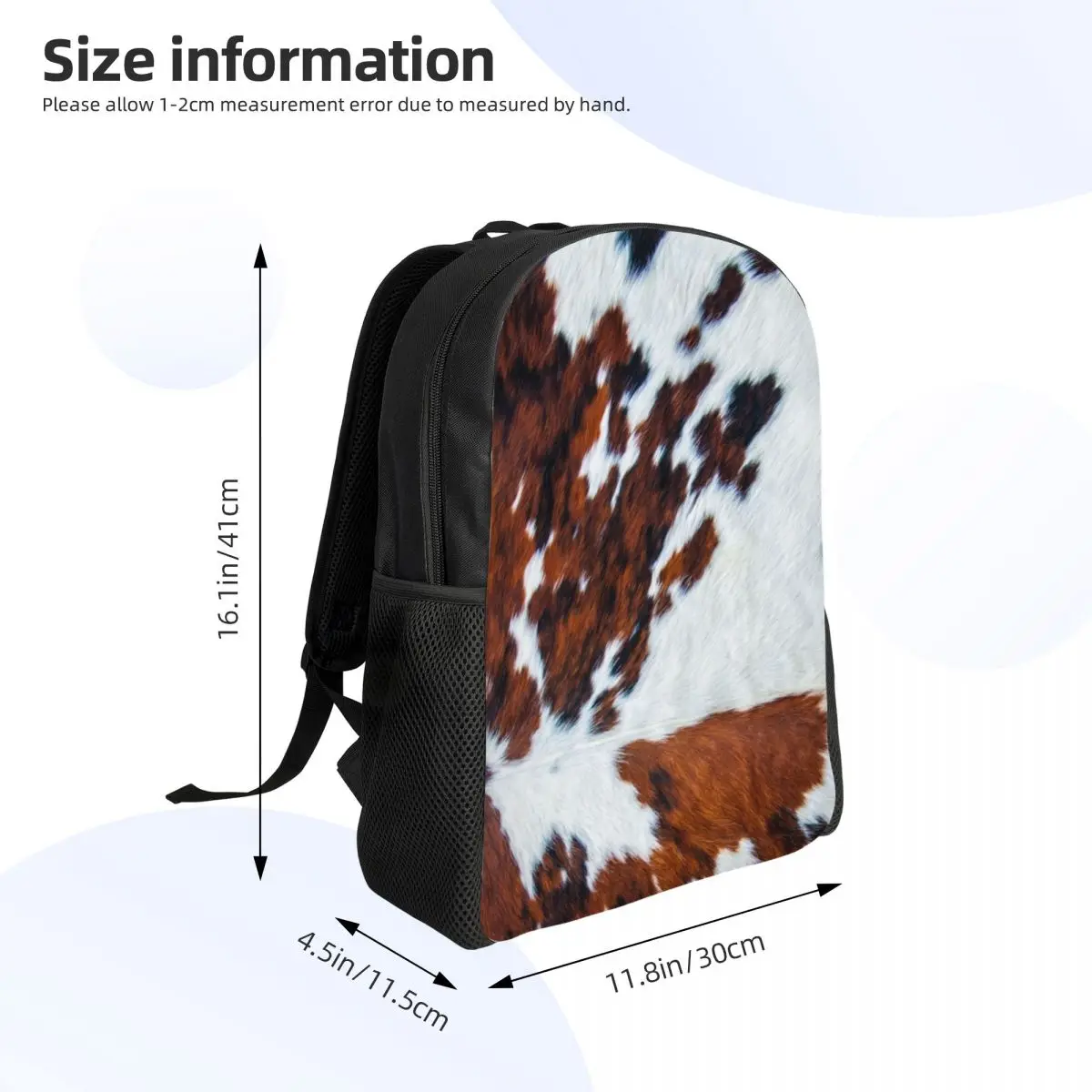 Mochila rústica de piel sintética de vaca para estudiantes universitarios, bolsa de libros con textura de piel de vaca para ordenador portátil de 15 pulgadas