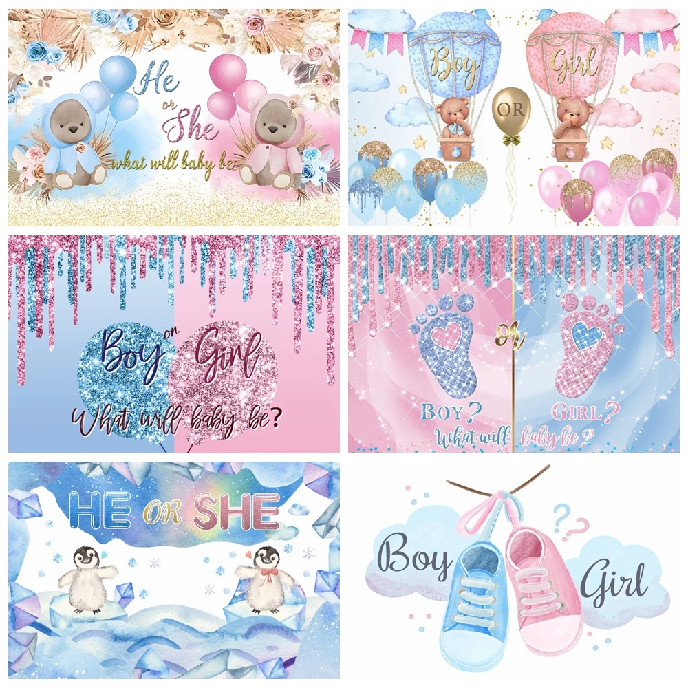 Prince or Princess Gender Reveal Backdrop Baby Shower Photocall Photography Backdground for Boy or Girl Birthday Decor Banner