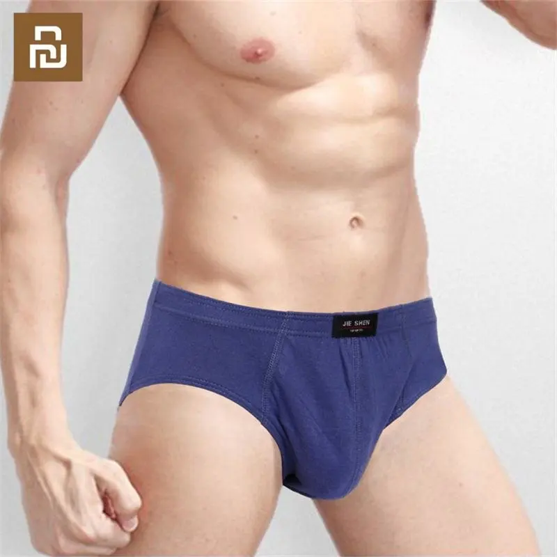 

Youpin 4pcs/Lot Mens Briefs 100% Cotton Men's Breathable Panties Male Solid Color Plus Size Men Sexy Triangle Underwear Panty