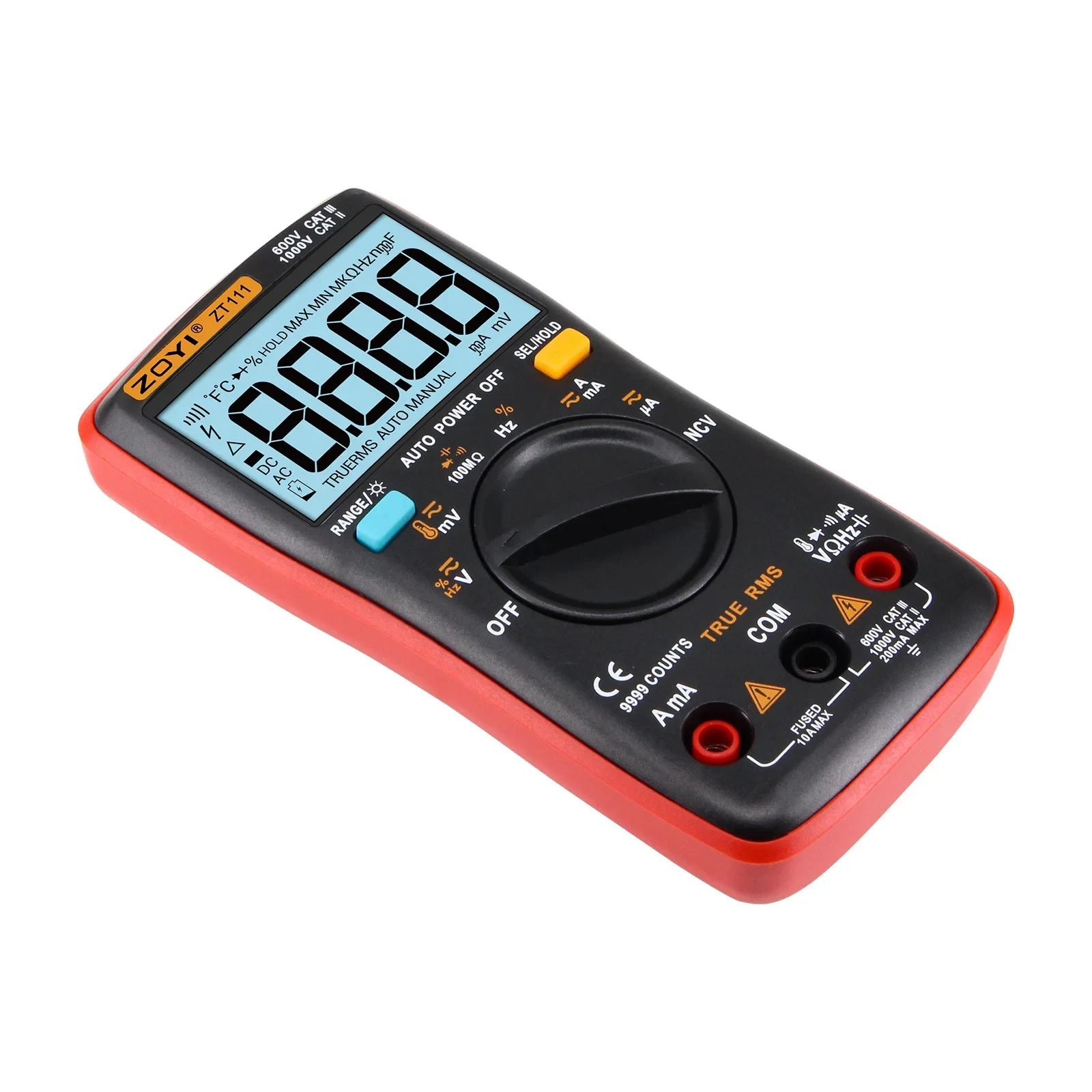 Imagem -02 - Multímetro Digital Tensão Tester Atual True Rms Ncv dc ac Voltímetro Medidor de Capacitor 9999 Contagem Zoyi-zt111 Profissional