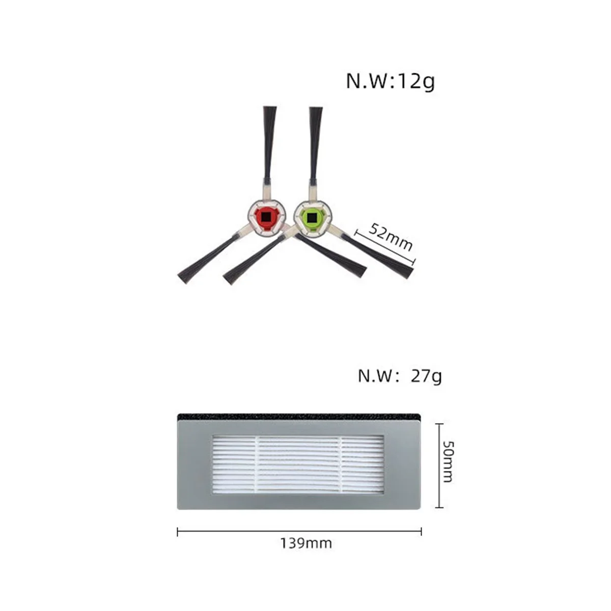 Deebot Ozmo 진공 청소기 부품용 사이드 브러시 헤파 필터, 600 601 605 DD35 DD56 DD33 DD37